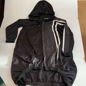 Black Hooded Paolo Tricot Jersey Knit Applied Crystals Jacket